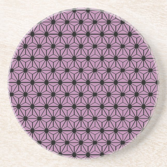 purple star pattern with black line coaster (Front)