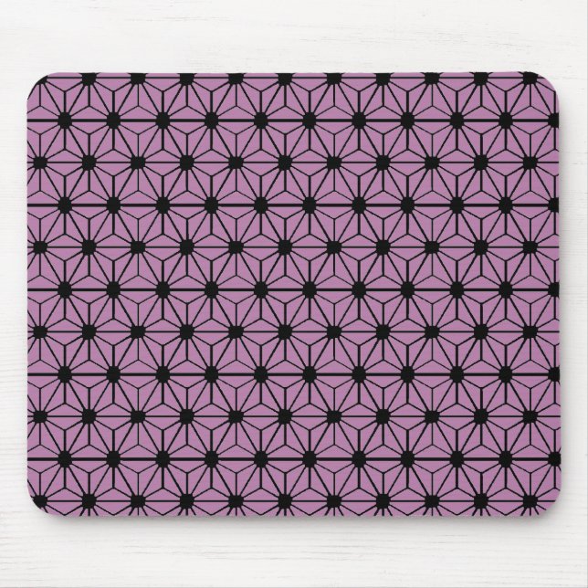 purple star pattern with black line mouse mat (Front)