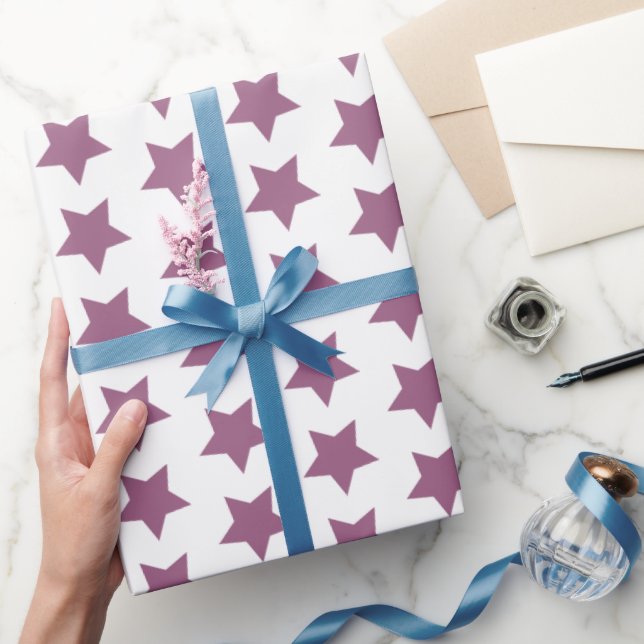 purple star pattern wrapping paper (Gifting)