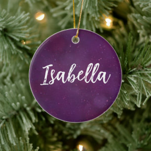 Purple star sky ceramic tree decoration