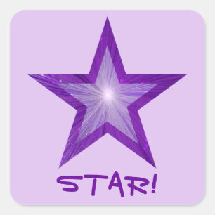 Purple Star 'STAR!' square sticker pale purple