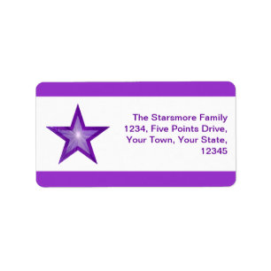 Purple Star stripe address label medium white