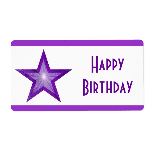 Purple Star stripe 'Happy Birthday' large white (Front)