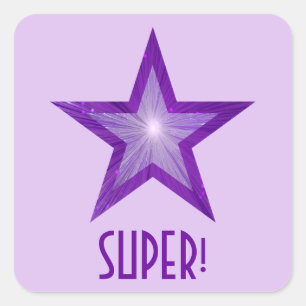 Purple Star 'SUPER!' square sticker pale purple