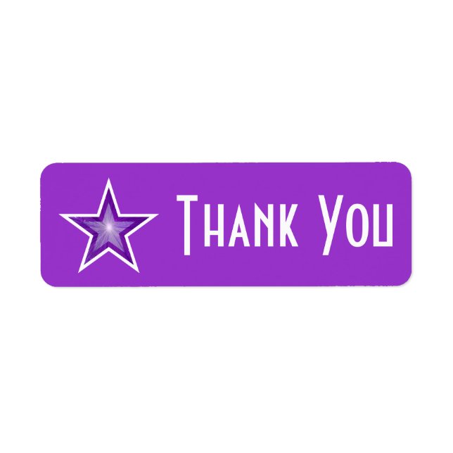 Purple Star 'Thank you' label small purple (Front)