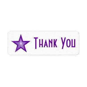 Purple Star 'Thank you' label small white