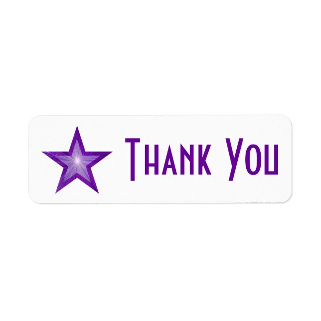 Purple Star 'Thank you' label small white (Front)