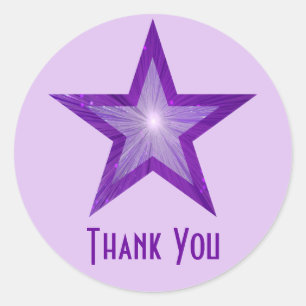 Purple Star "Thank You" round sticker pale purple