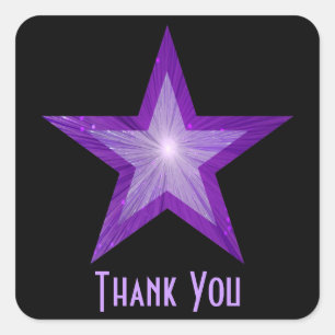 Purple Star "Thank You" square sticker black