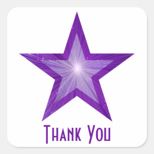 Purple Star "Thank You" square sticker white