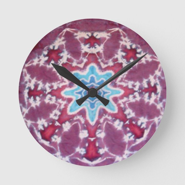 Purple Star Tie Dye Round Clock (Front)