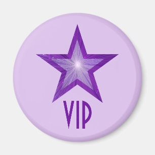 Purple Star 'VIP' fridge magnet round pale purple