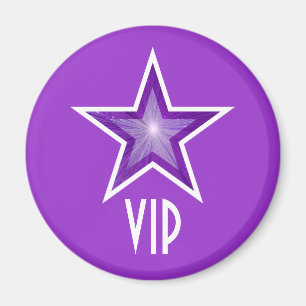 Purple Star 'VIP' fridge magnet round purple