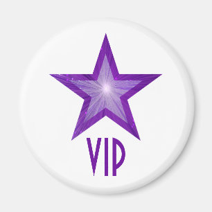 Purple Star 'VIP' fridge magnet round white