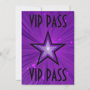 Purple Star 'VIP PASS' invitation black