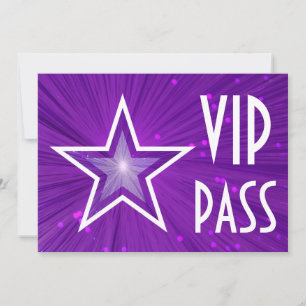 Purple Star 'VIP PASS' invitation horizontal