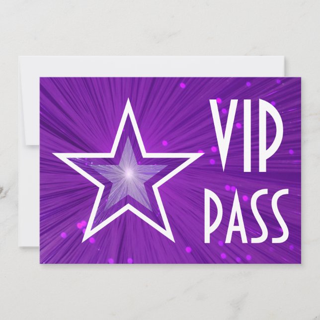 Purple Star 'VIP PASS' invitation horizontal (Front)