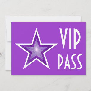 Purple Star 'VIP PASS' purple horizontal Invitation