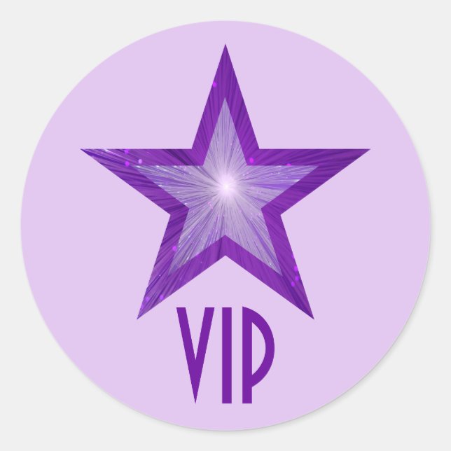 Purple Star VIP round sticker pale purple (Front)