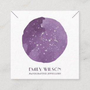 PURPLE STAR WATERCOLOR CIRCLE STUD EARRING DISPLAY SQUARE BUSINESS CARD