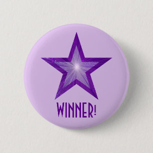 Purple Star 'WINNER!' button pale purple