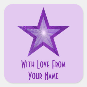 Purple Star 'With Love From'' square pale purple Sticker
