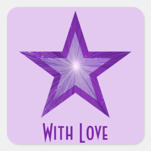 Purple Star 'With Love'' square pale purple Sticker