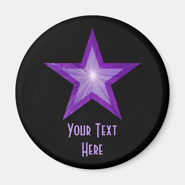 Purple Star 'Your Text' fridge magnet black (Front)