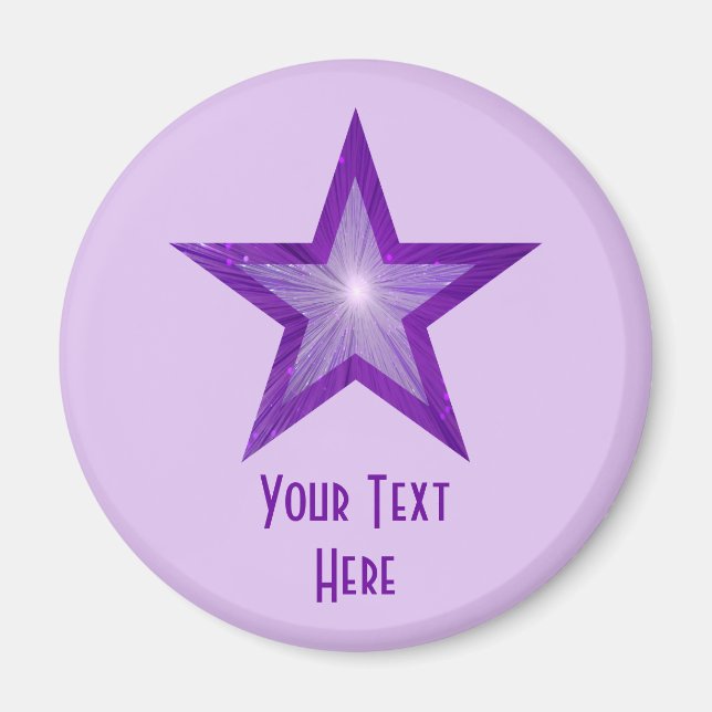 Purple Star 'Your Text' fridge magnet pale purple (Front)