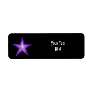 Purple Star 'Your Text' label small black