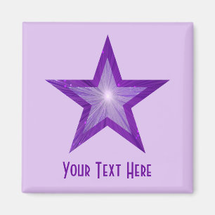 Purple Star 'Your Text' magnet square pale purple