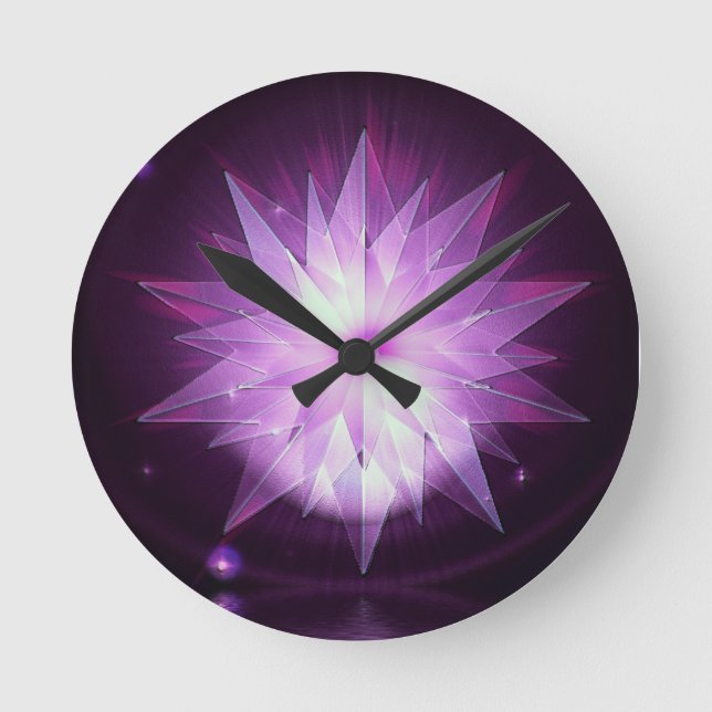 Purple Starburst Round Clock (Front)