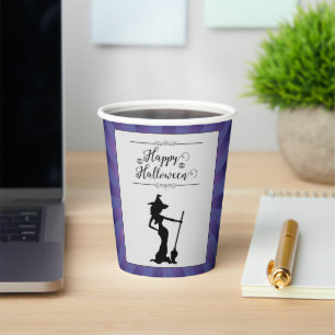 Purple Starburst Witch Halloween Paper Cups