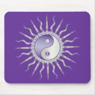 Purple Starburst Yin Yang Mouse Mat