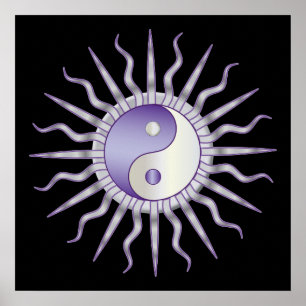 Purple Starburst Yin Yang Poster