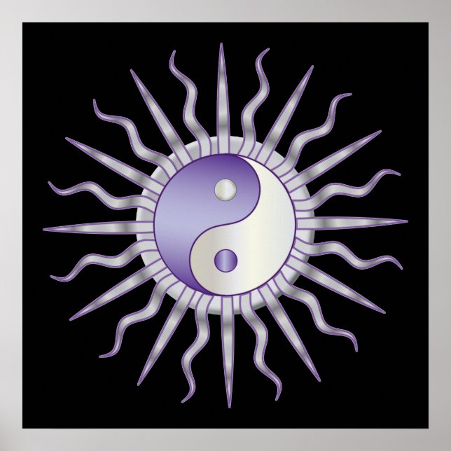 Purple Starburst Yin Yang Poster (Front)
