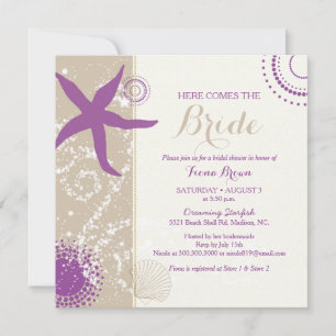 Purple Starfish Beach Bridal Shower Invitation