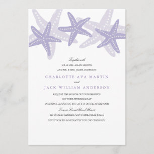 Purple Starfish Beach Wedding Invitation