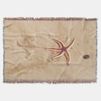 Purple Starfish Dancing on the Beach Throw Blanket