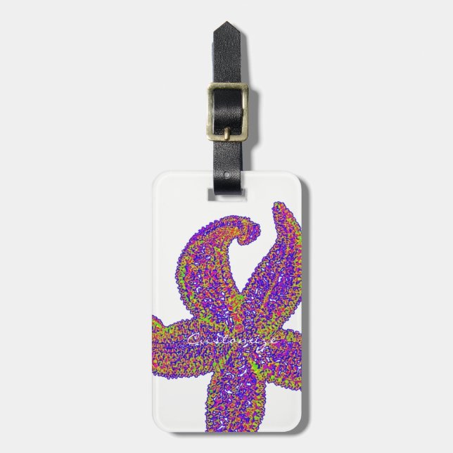 purple starfish Thunder_Cove any colour Luggage Tag (Front Vertical)
