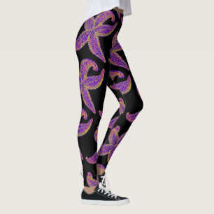 purple starfish Thunder_Cove black Leggings