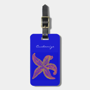 purple starfish Thunder_Cove blue Luggage Tag