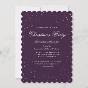 Purple Starry Christmas Party Invitation
