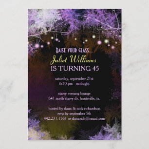 Purple Starry Forest Birthday Party Invitation
