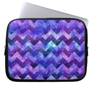 Purple Starry Galaxy Watercolor Chevron Laptop Sleeve