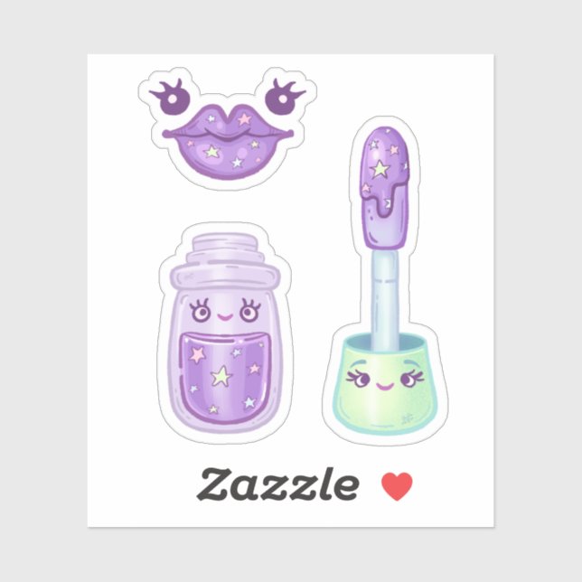 Purple starry lipgloss and lips sticker Pack (Sheet)