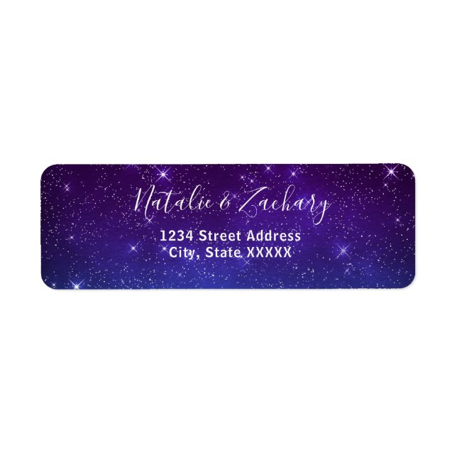 Purple Starry Night Celestial Wedding Address (Front)
