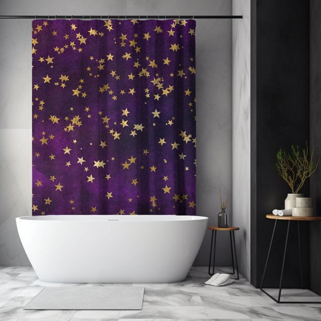 Purple Starry Night Shower Curtain (Purple Starry Night Shower Curtain)