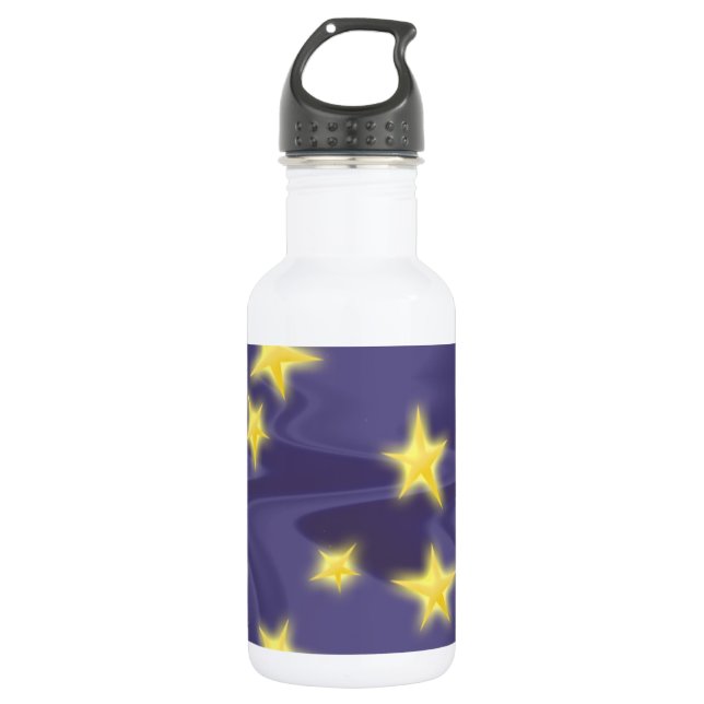 Purple Starry Night; Yellow Stars Pattern 532 Ml Water Bottle (Front)