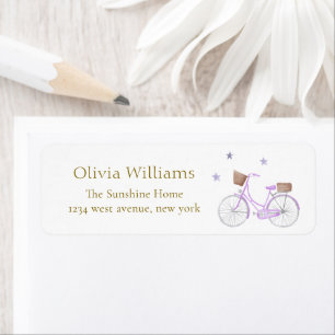 Purple Stars Bicycle Baby shower Return Address